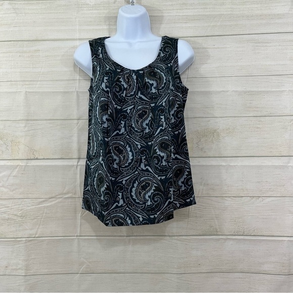 Talbots Blue Paisley Print Silk Blend Sleeveless - Picture 1 of 8